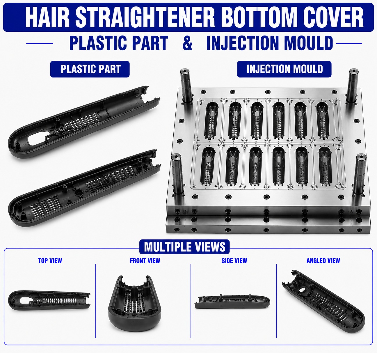 Hair Straightener Plastic Bottom Cover Mould and Moulding Service